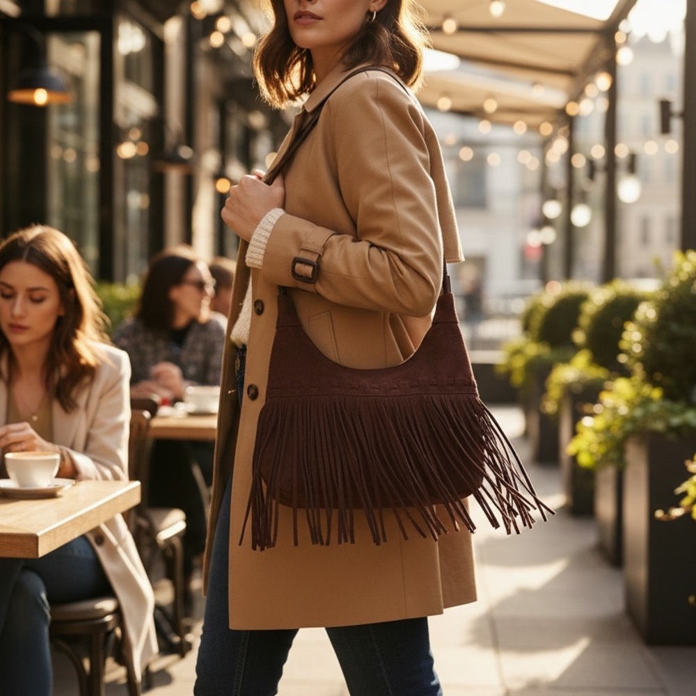 Elegant Dark Brown Leather Shoulder Bag